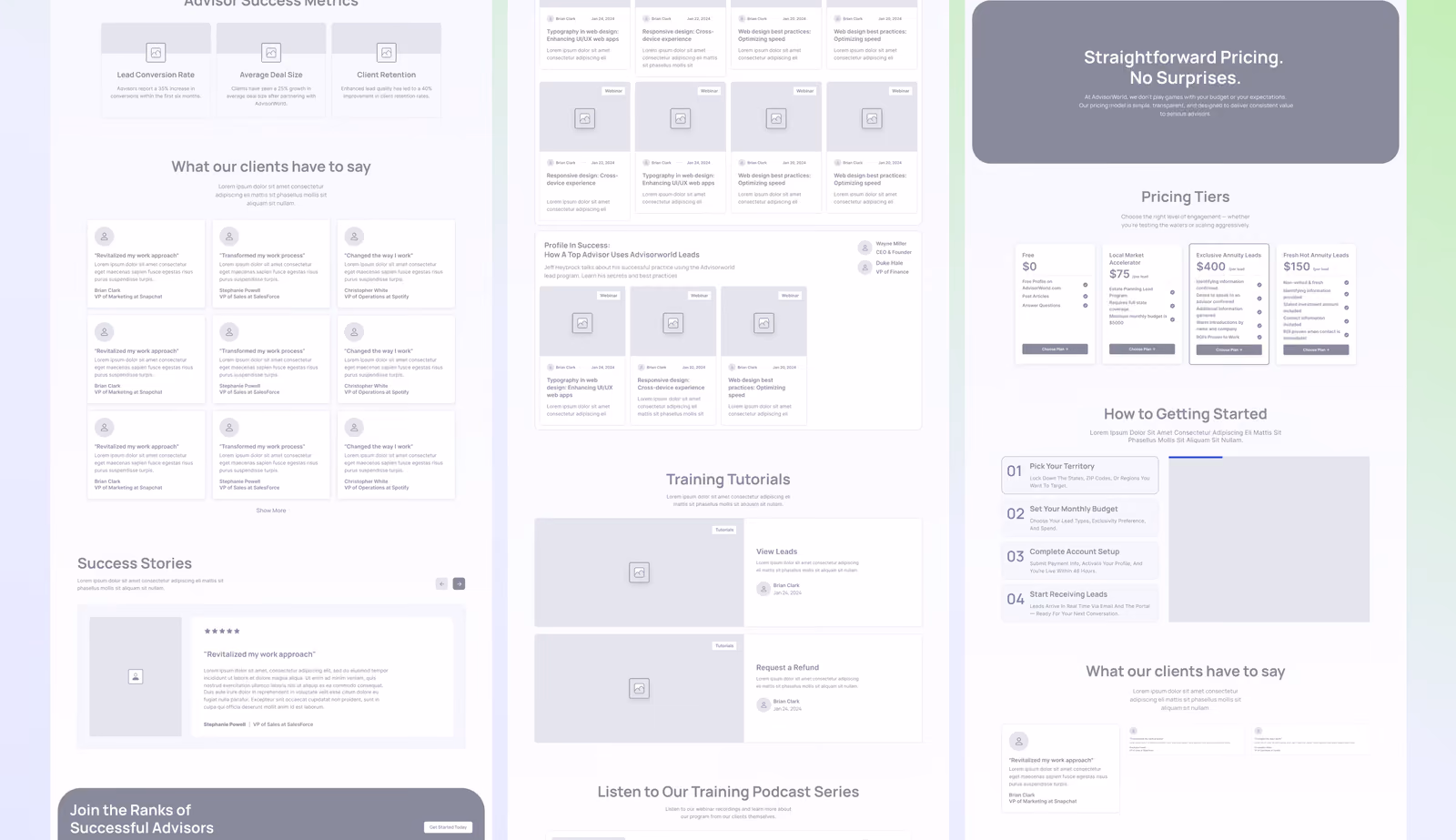 AdvisorWorld wireframing
