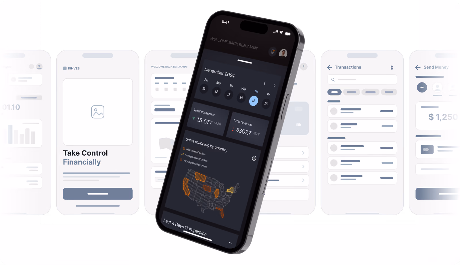 Kinves wireframe layouts