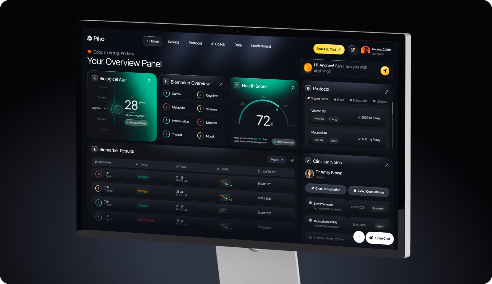 Piko Health web application design