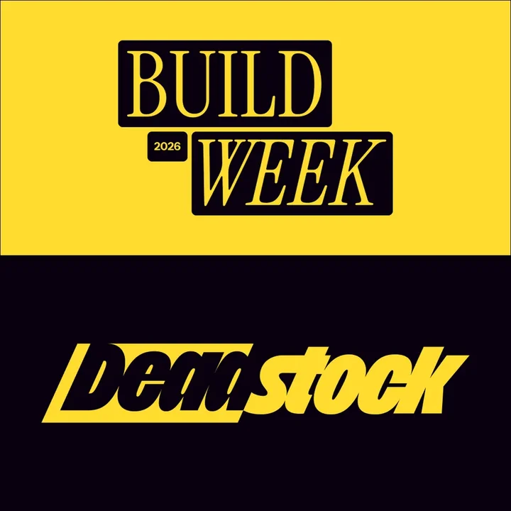 Build Week 2026 badge on yellow above a slanted Deadstock wordmark on black